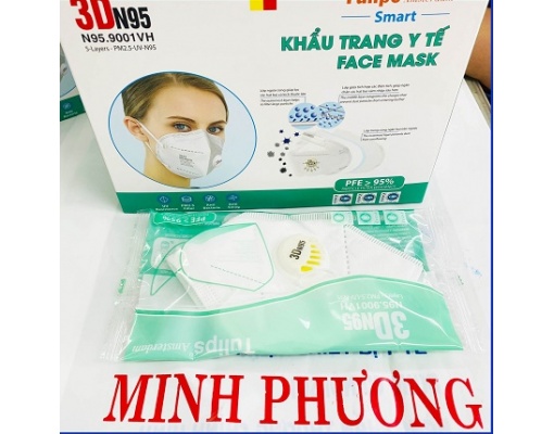 [Bán lẻ] Khẩu trang y tế 3D TULIPS N95 9001VH - Có van 1 chiều