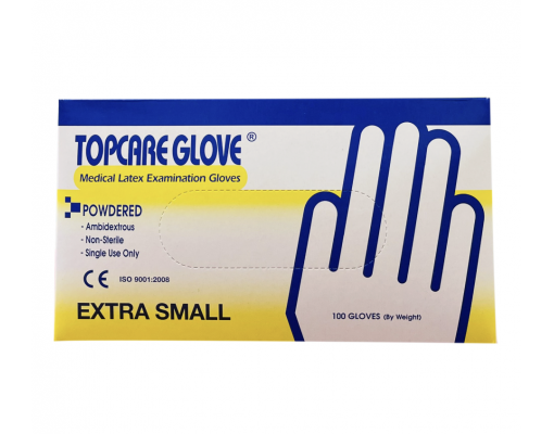 Găng tay y tế TOPCARE Malaysia có bột size XS, S, M