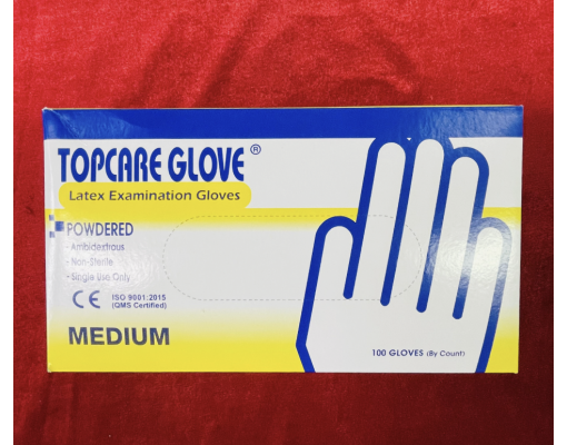 Găng tay y tế TOPCARE Malaysia có bột size XS, S, M