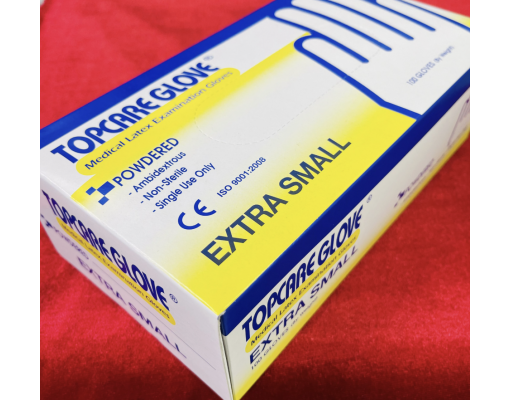 Găng tay y tế TOPCARE Malaysia có bột size XS, S, M