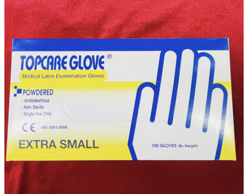 Găng tay y tế TOPCARE Malaysia có bột size XS, S, M