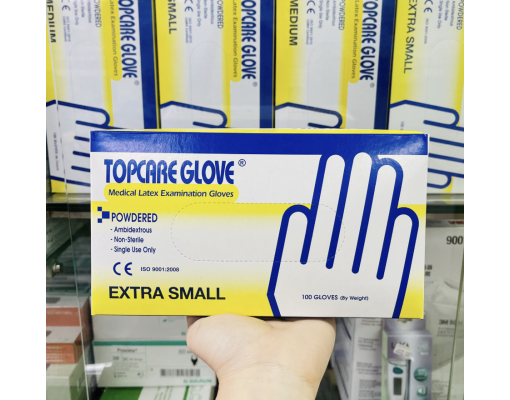Găng tay y tế TOPCARE Malaysia có bột size XS, S, M