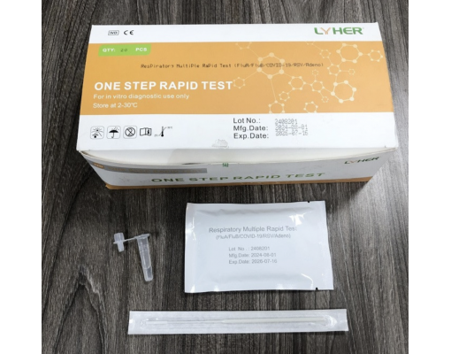 Test cúm Kit test 5in1 Lyher, FluA/FluB/COVID-19/RSV/Adeno Lyher