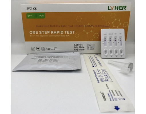 Test cúm Kit test 5in1 Lyher, FluA/FluB/COVID-19/RSV/Adeno Lyher